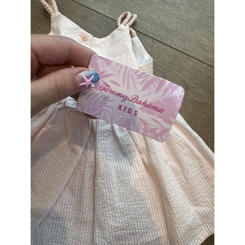 Tommy Bahama Dress Girls 3-6 Months Pink Stripe Rope Strap Lined Sundress Summer